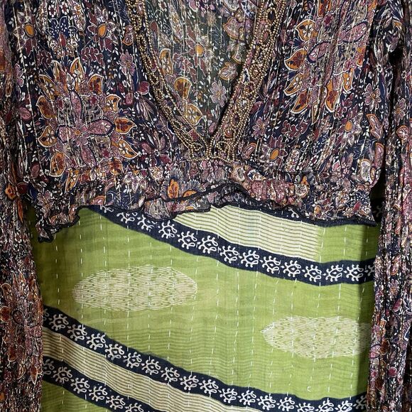 House of Harlow x Revolve Rust Floral Marella Metallic Cropped Blouse Size Small - Picture 6 of 16